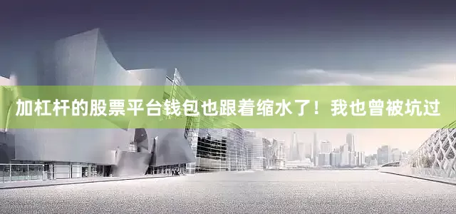 加杠杆的股票平台钱包也跟着缩水了！我也曾被坑过