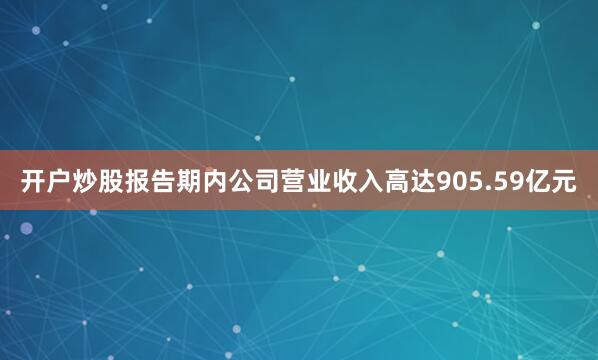 开户炒股报告期内公司营业收入高达905.59亿元